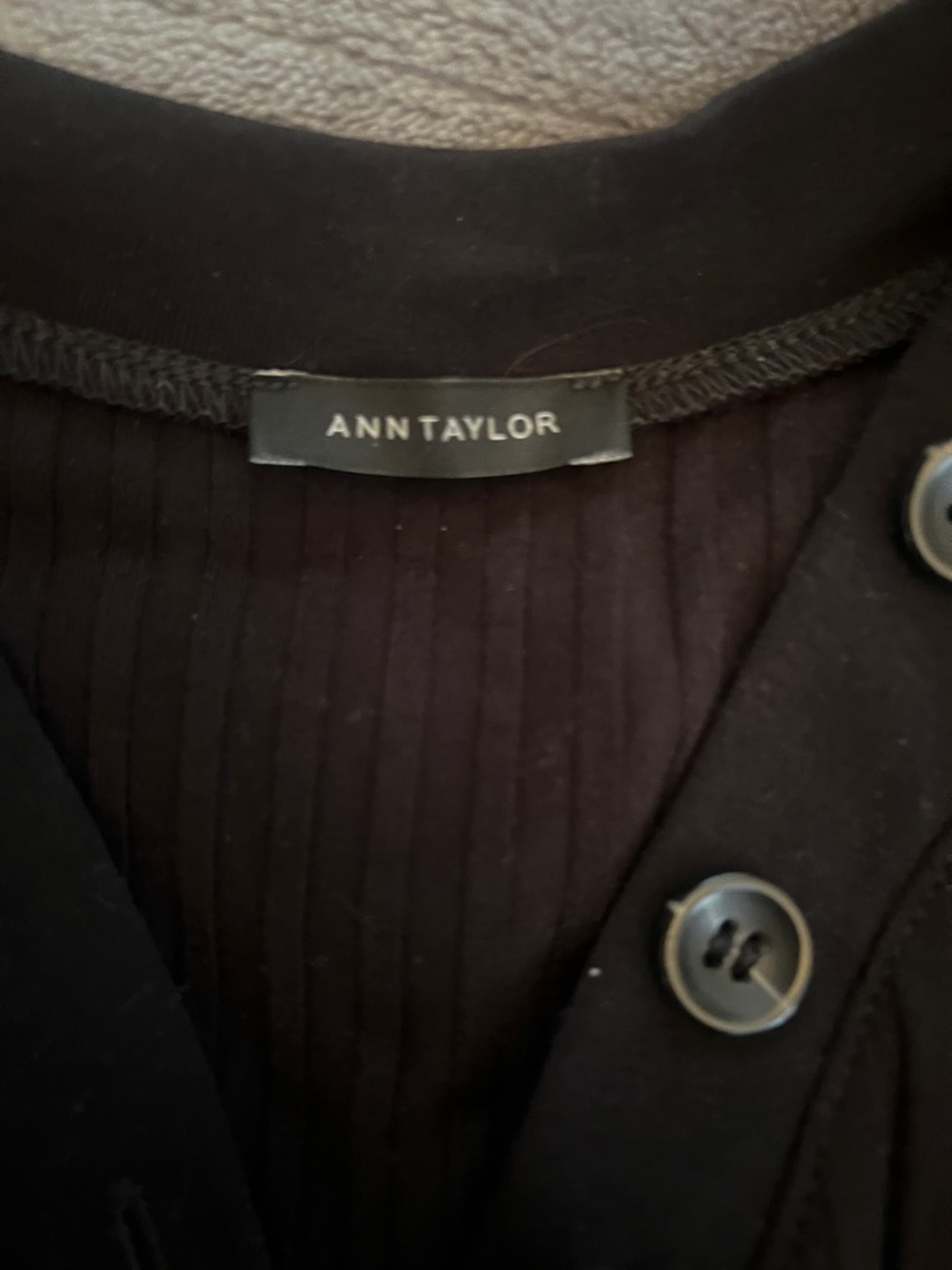 Ann Taylor Ribbed Button-Neck Shirt - Picture 2 of 3